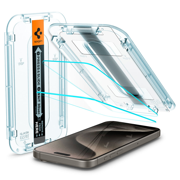 spigen Tempered Screen Protector [GlasTR EZ FIT] iPhone 15 Pro Max- 2 Pack