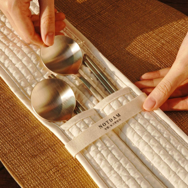 K-Heritage Bangjja Yugi Spoon&Chopstick for 2 + Quilted Spoon Holder