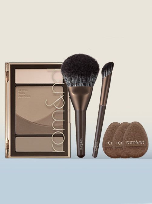 dasique Better Than Contour Brush 5-piece Set (Main Product 20.5g+2Types of Brushes+3Finger Puffs) - EmpressKorea