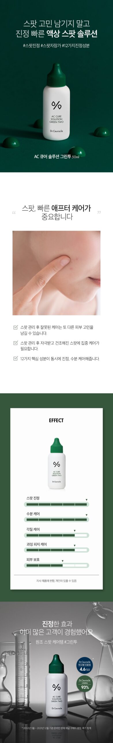Dr.Ceuracle AC Cure Solution Green Two 50ml empresskorea Experience Rapid and Effective Spot Care with AC Cure Solution Green...