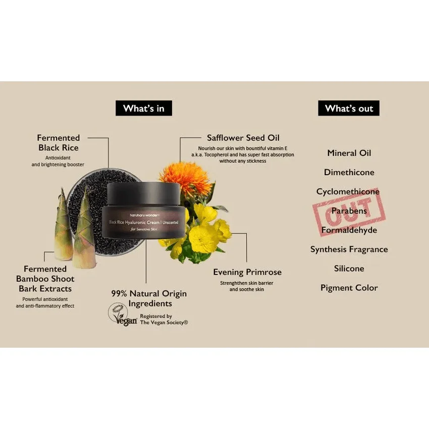 haruharu wonder Black Rice Hyaluronic Cream (Unscented for Sensitive Skin) 50ml - EmpressKorea