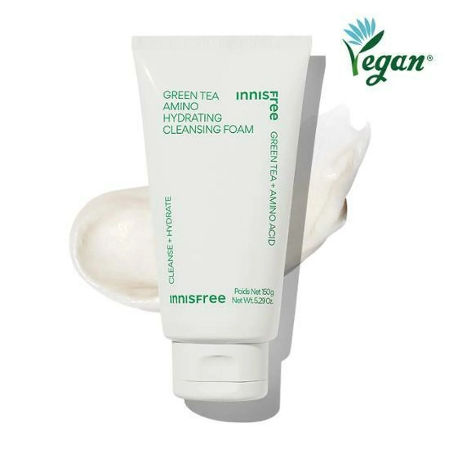 innisfree Green Tea Amino Hydrating Cleansing Foam 150g - EmpressKorea