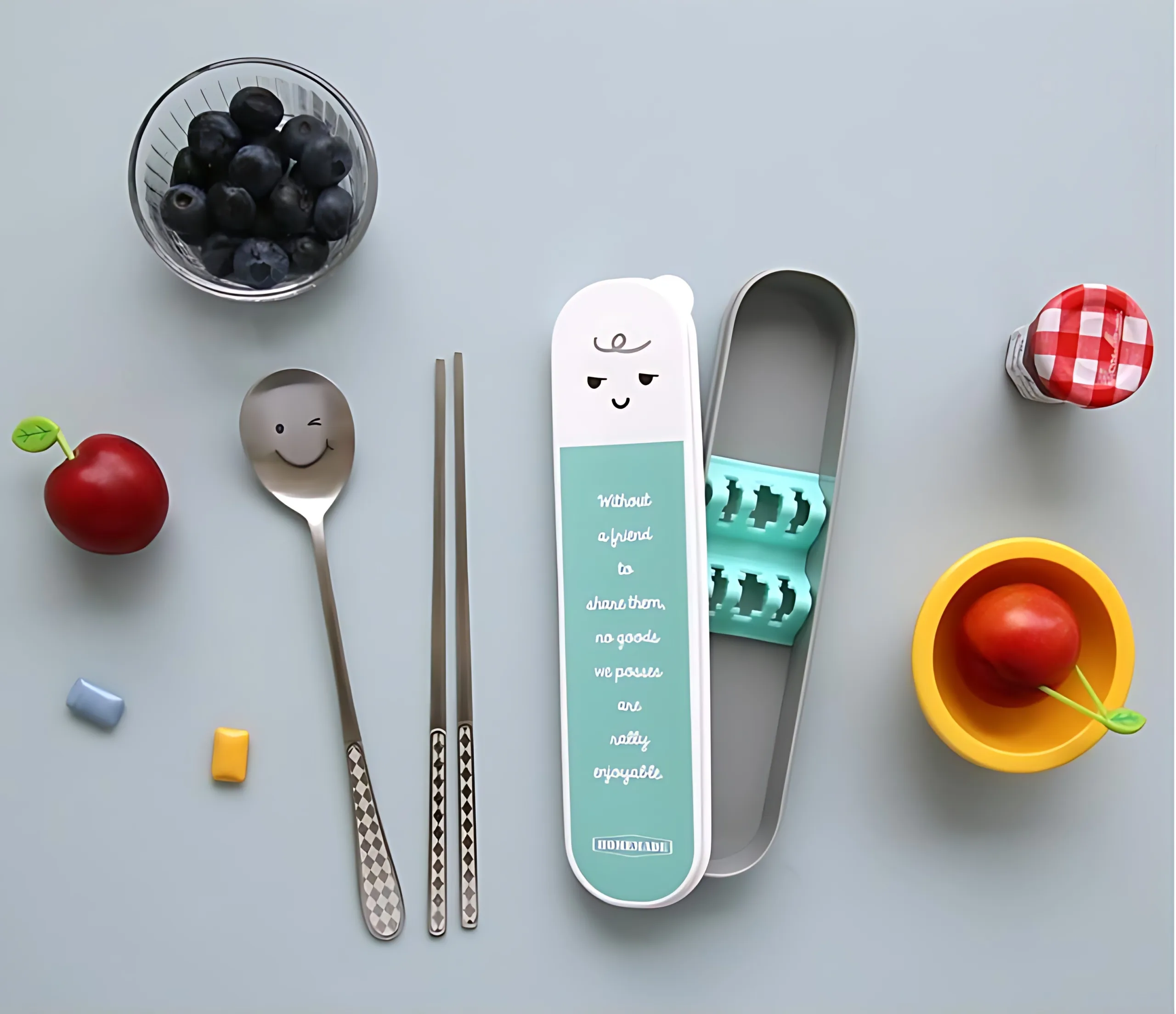 BLUETABLE Noiseless Stainless Steel Spoon Case Set Mint - Made in Korea