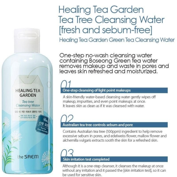 the SAEM Healing Tea Garden Tea Tree Cleansing Water 300ml - EmpressKorea