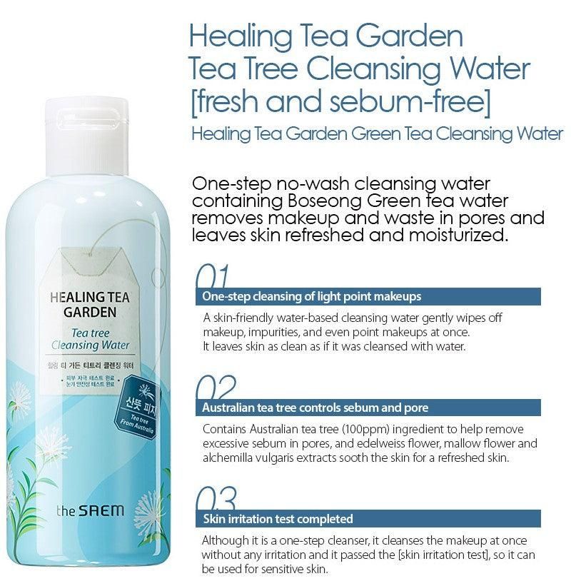 the SAEM Healing Tea Garden Tea Tree Cleansing Water 300ml - EmpressKorea