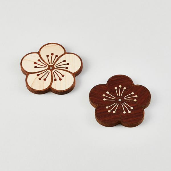 K-Heritage Plum Blossom Pattern Coaster Wood Magnet - Collectibles & Memorabilia - SKU: EK213994