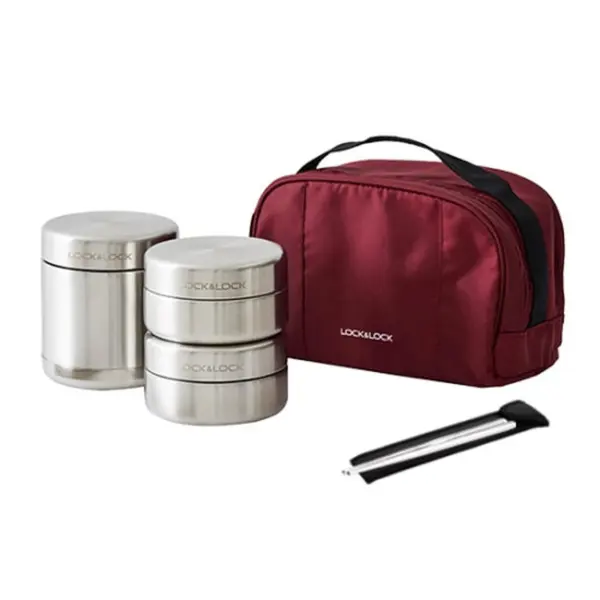 LocknLock Stainless Steel Thermos Lunchbox (Red Bag) 350ml