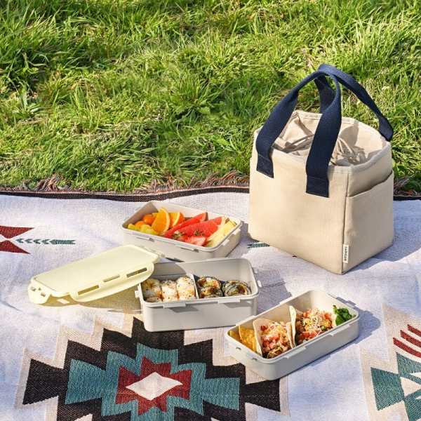 LocknLock Daily Cotton Dosilock Rectangular 3-Tier Lunch Box