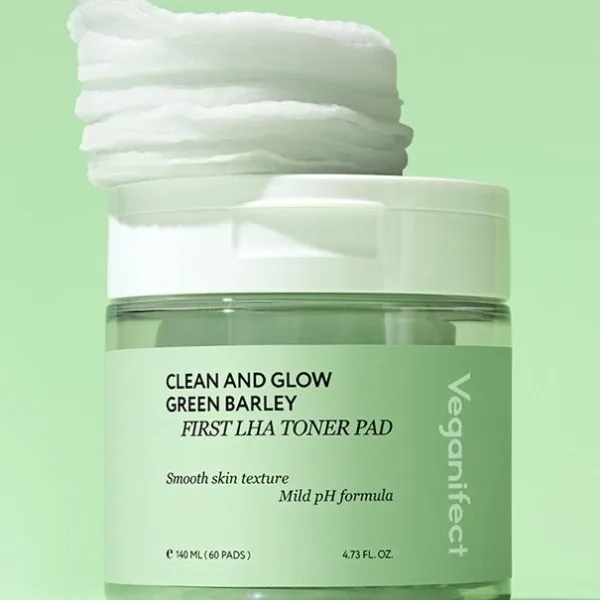 Veganifect Green Barley First LHA Toner Pad 60pads 140ml