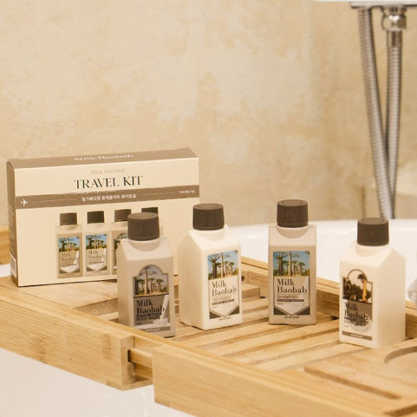 Milk Baobab White Soap Travel Kit White Soap 70ml Shampoo+Treatment+Body Wash+Body Lotion Set
