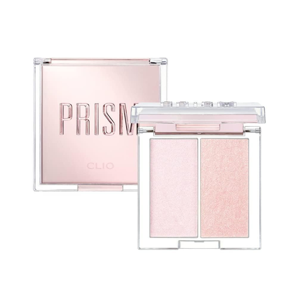 CLIO Prism Highlighter Duo | Duo Shade Highlight Palette, Face Illuminator, Buildable Pearl and Shimmer Pressed Powder for a Natural Glow, Long-Lasting, Convenient, On-The-Go Makeup Kit | 02 LAVENDER VOYAGE - EmpressKorea