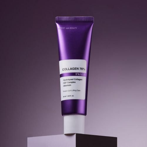 HWASA Collagen 76% Wrinkle Care Cream Nasolabial Line Wrinkles Elasticity Care Moisture Moisturizing Essence Cream Low Molecular High Content EGF Peptide Cream 50ML - EmpressKorea