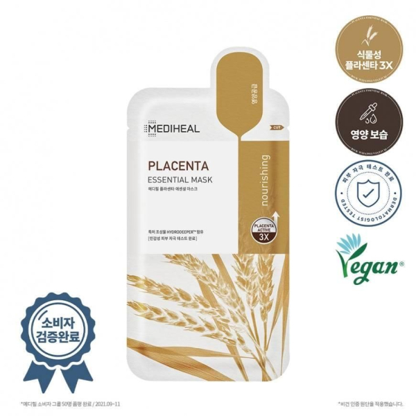 MEDIHEAL PLACENTA ESSENTIAL MASK 10pcs - EmpressKorea