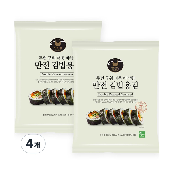 Manjeon Kim Twice-baked gimbap seaweed 10p, 25g, 4 pieces - EmpressKorea