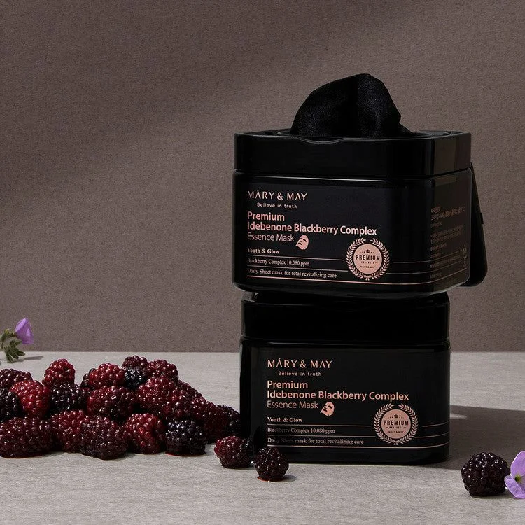Mary&May Premium Idebenone Blackberry Complex Essence Mask 20pcs 250g - EmpressKorea