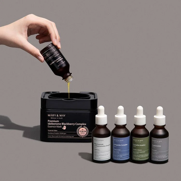 Mary&May Premium Idebenone Blackberry Complex Essence Mask 20pcs 250g - EmpressKorea