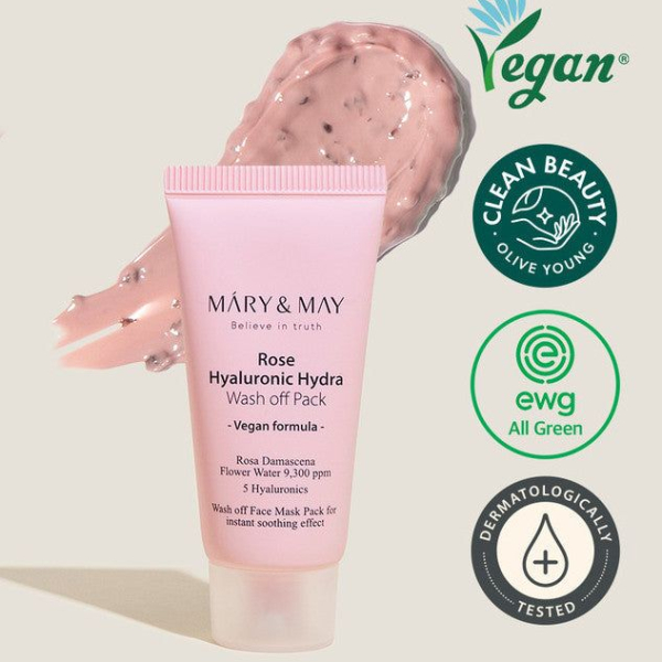 Mary&May Rose Hyaluronic Hydra Wash Off Pack 30g - EmpressKorea