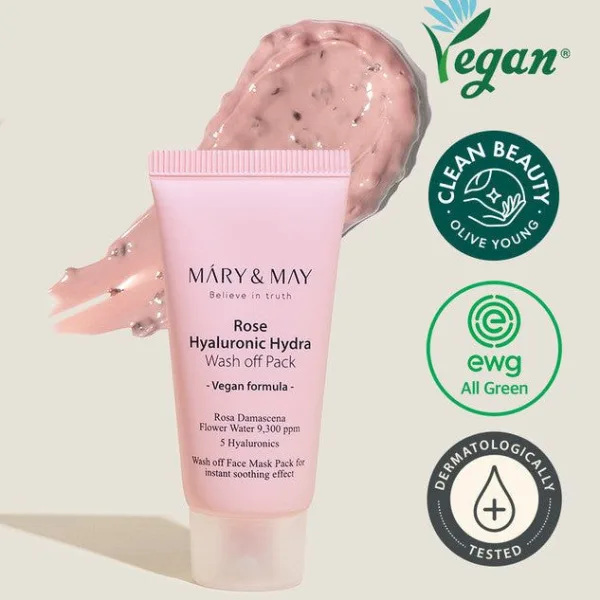 Mary&May Rose Hyaluronic Hydra Wash Off Pack 30g - EmpressKorea