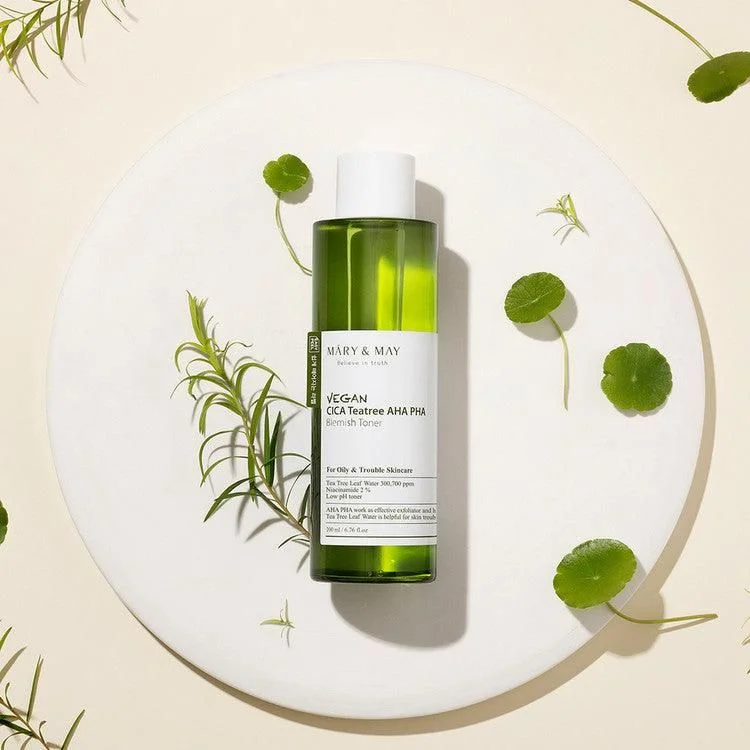 Mary&May Vegan CICA Tea Tree AHA PHA Toner 200ml - EmpressKorea