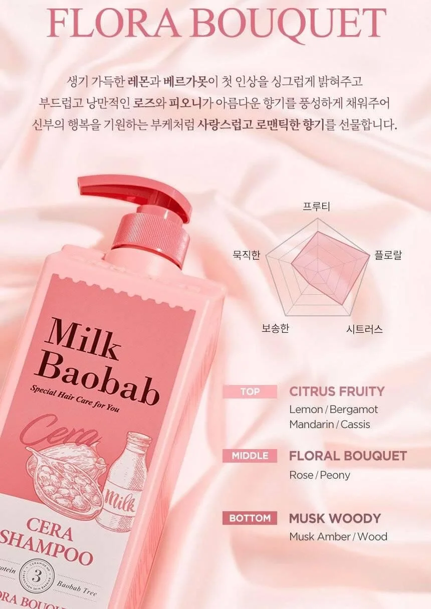 Milk Baobab Cera Shampoo Flora Bouquet 1200ml - EmpressKorea