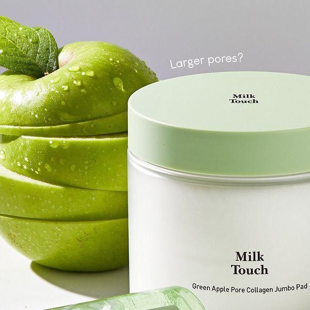 Milk Touch Green Apple Pore Collagen Jumbo Pad 60pcs 130ml - EmpressKorea
