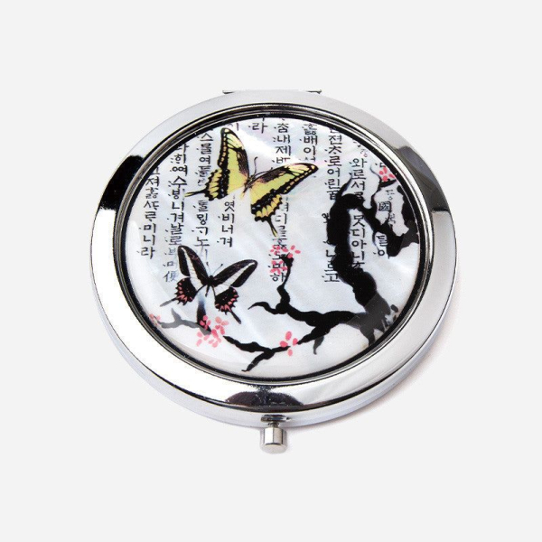 Mother-of-pearl Hand Mirror - Plum Butterfly made in Korea - EmpressKorea