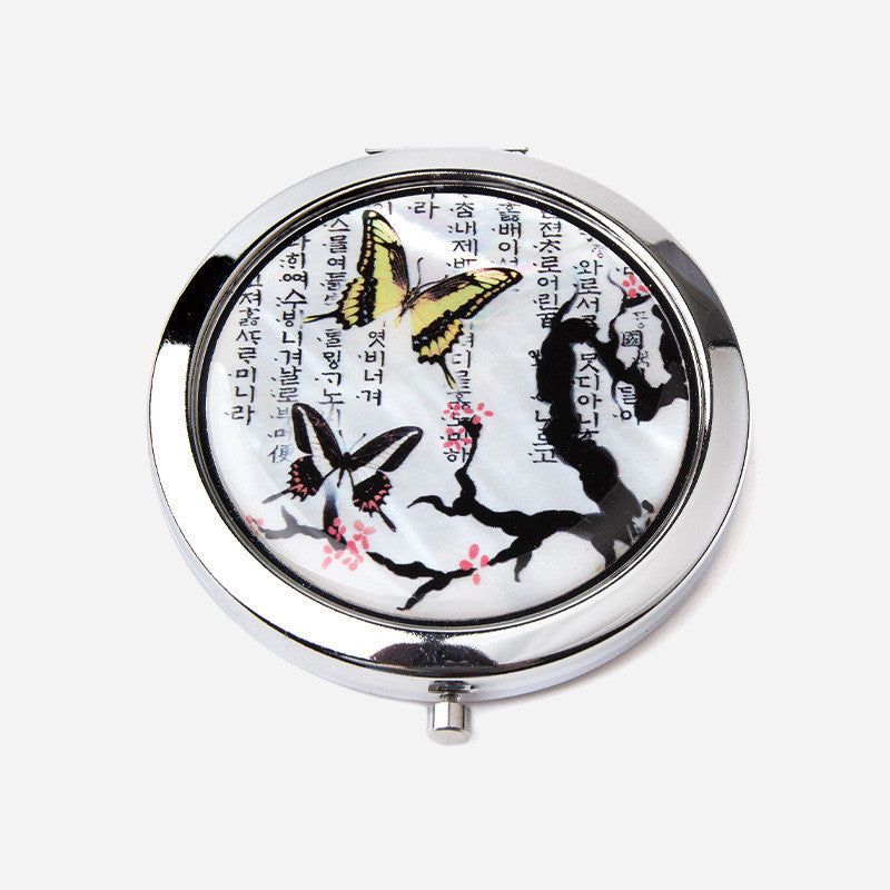 Mother-of-pearl Hand Mirror - Plum Butterfly made in Korea - EmpressKorea