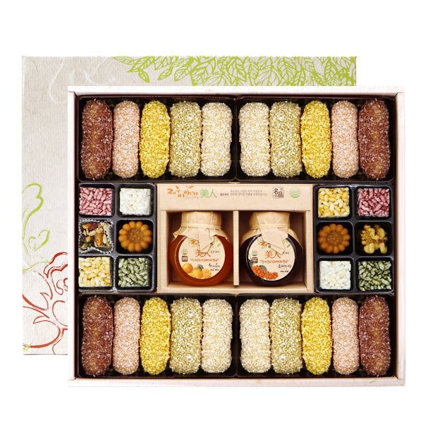 Traditional Korean sweets Jeju liquid tea mixed gift set A type 650g + wrapping cloth set, 1 set - EmpressKorea