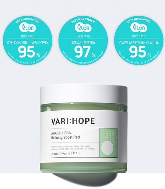 VARI:HOPE AHA BHA PHA Refining Boost Pad 70pads 170g - EmpressKorea
