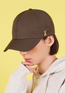 VARZAR Stud Logo Nylon Newsboy Ball Cap Brown - EmpressKorea