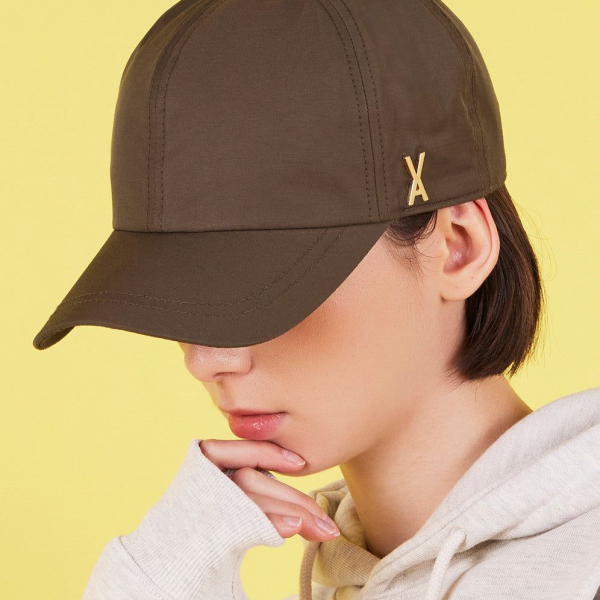 VARZAR Stud Logo Nylon Newsboy Ball Cap Brown - EmpressKorea