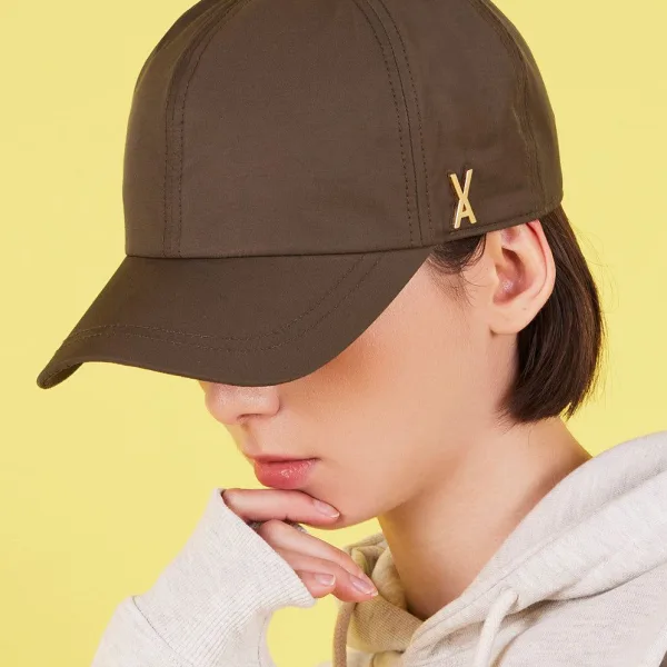VARZAR Stud Logo Nylon Newsboy Ball Cap Brown - EmpressKorea