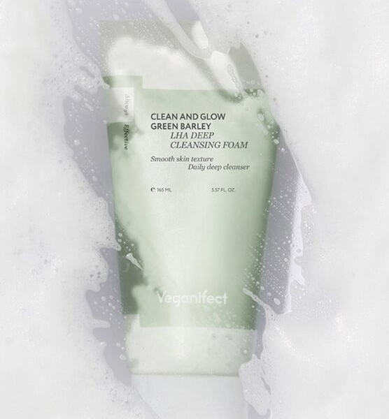 Veganifect Clean And Glow Green Barley LHA Deep Cleansing Foam 165ml - EmpressKorea