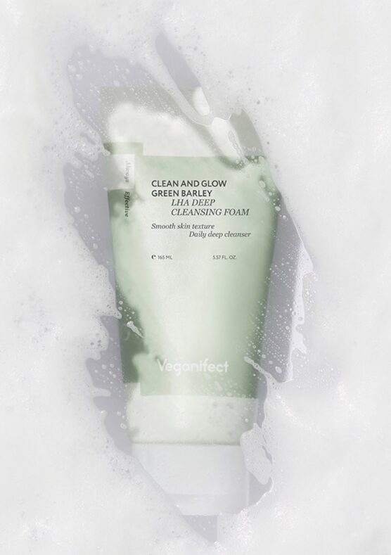 Veganifect Clean And Glow Green Barley LHA Deep Cleansing Foam 165ml - EmpressKorea