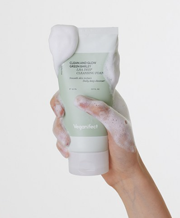Veganifect Clean And Glow Green Barley LHA Deep Cleansing Foam 165ml - EmpressKorea
