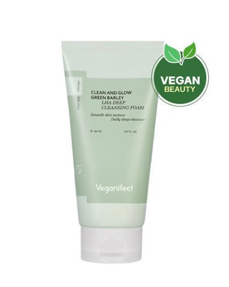 Veganifect Clean And Glow Green Barley LHA Deep Cleansing Foam 165ml - EmpressKorea