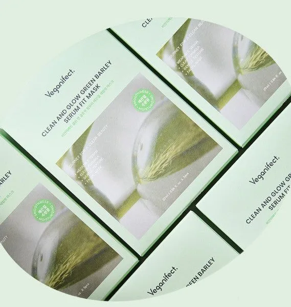 Veganifect Clean & Glow Green Barley Smooth Serum Fit Mask 25ml*5pack - EmpressKorea