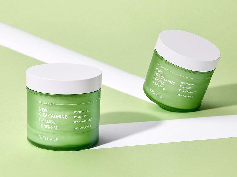 WELLAGE Real Cica Calming Big Embo Toner Pad 160ml (70 Pads) - EmpressKorea