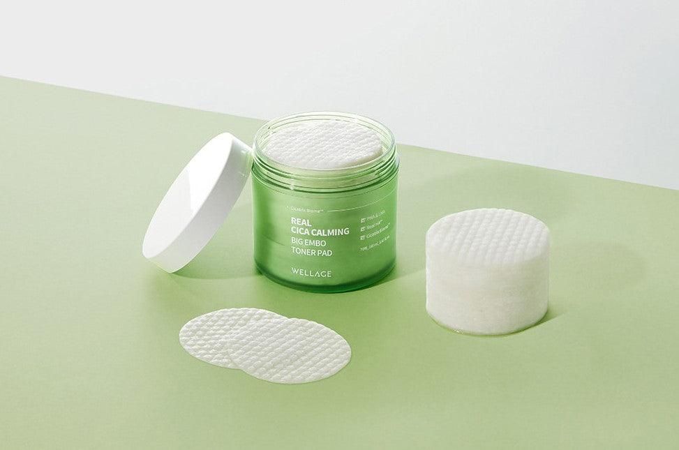 WELLAGE Real Cica Calming Big Embo Toner Pad 160ml (70 Pads) - EmpressKorea