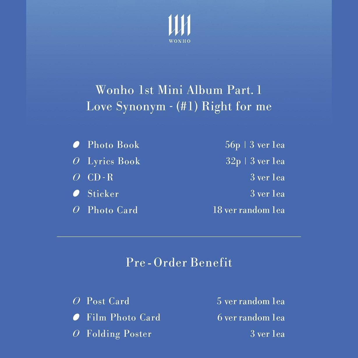 WONHO - 1st Mini Album: Love Synonym (#1) Right for Me - EmpressKorea