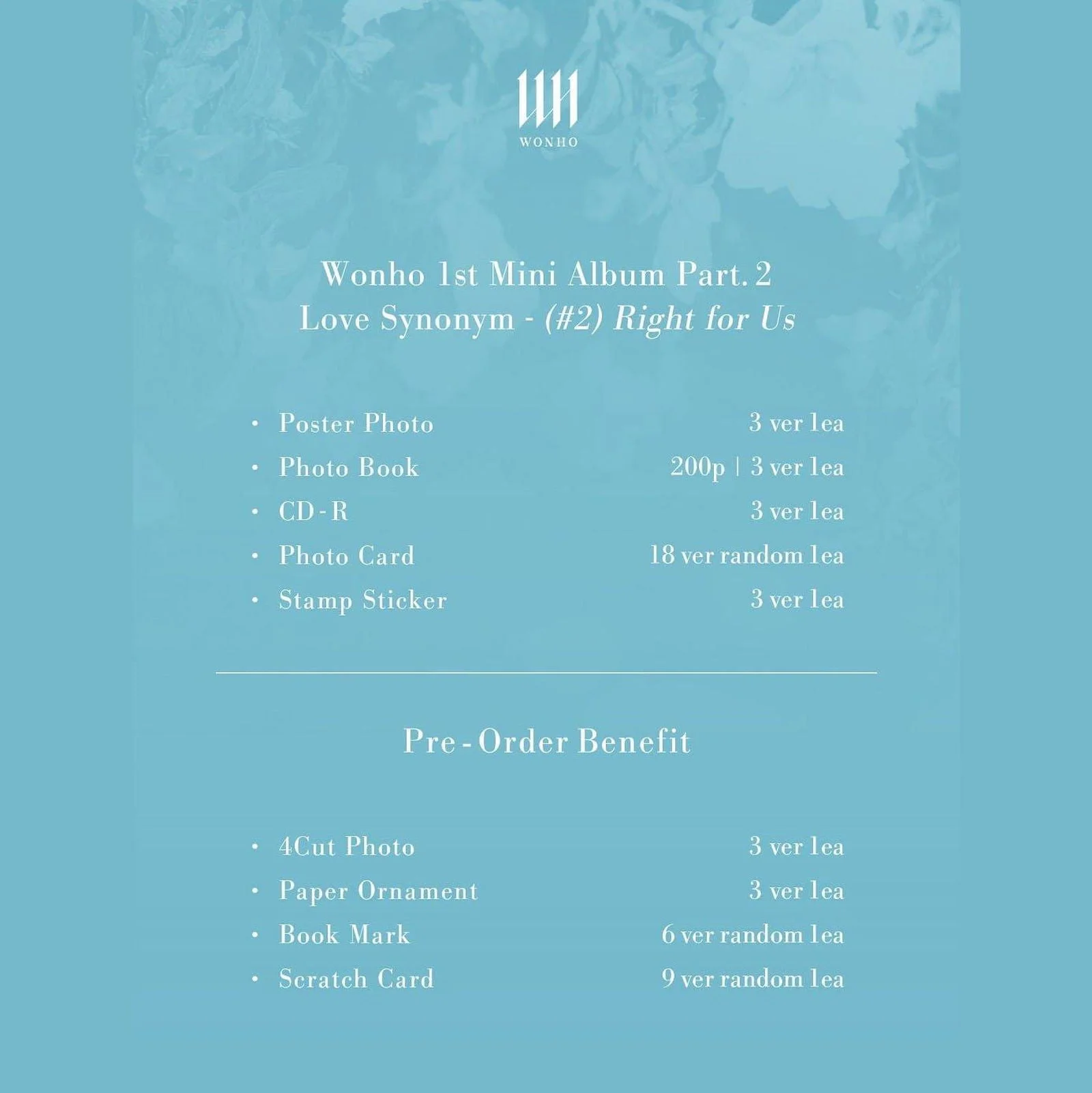 WONHO - 1st Mini Album: Love Synonym (#2) Right for Us - EmpressKorea