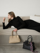 ZIENY Formal Lether Tote Bag [ZENNY BAG]_Beige - EmpressKorea