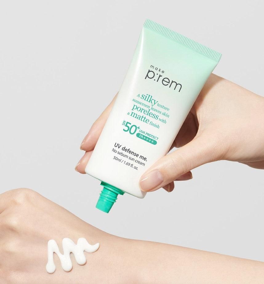make p:rem UV Defense Me. No Sebum Sun Cream SPF 50+ PA++++ 50ml - EmpressKorea