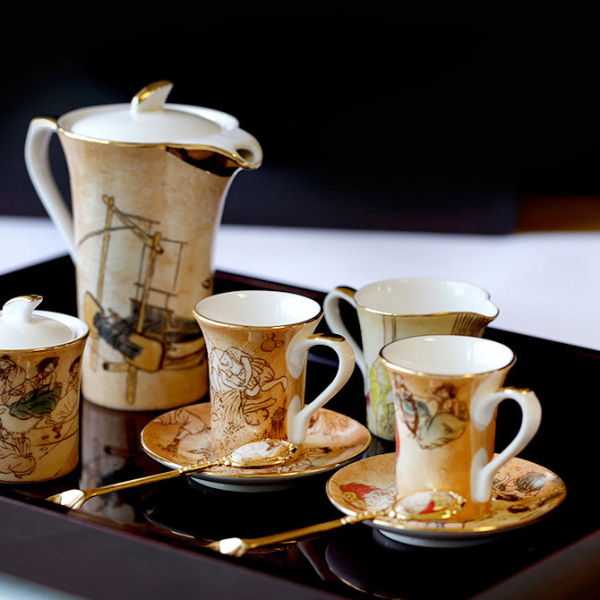 Star Gift Korean Traditional Painting Corto Espresso Coffee Set - Collectibles & Memorabilia