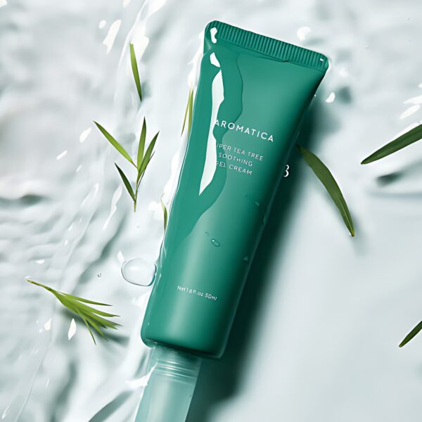 "meta_description": "AROMATICA Tea Tree Gel Cream offers soothing hydration for acne-prone skin.",