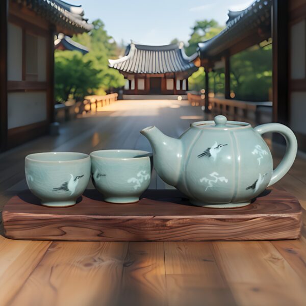 "meta_description": "Own korb's celadon tea set offers elegance and durability from a 47-year master craftsman.",