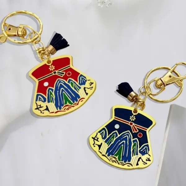 Korea Lucky Pouch Ilwolobongdo Metal Keyring - Life Products