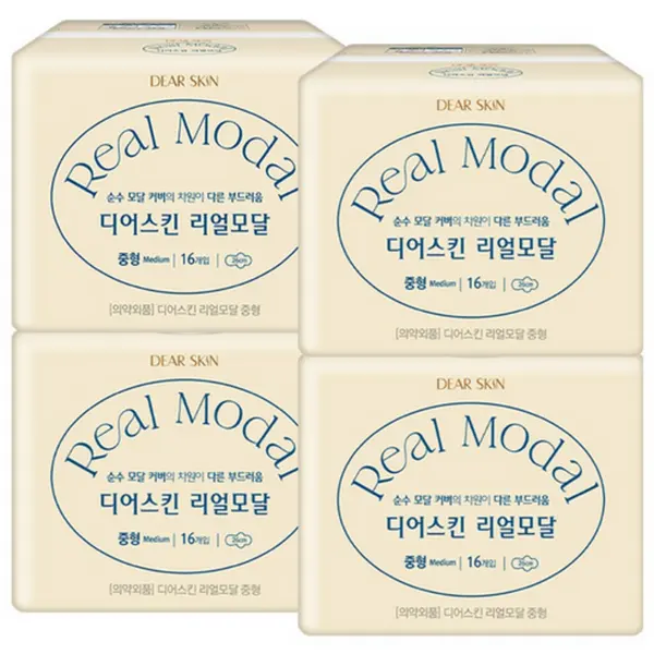 Dear Skin Real Modal Sanitary Pad Medium 16P X 4 Pack