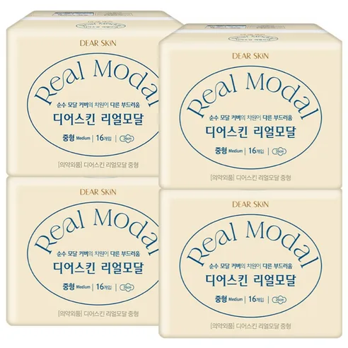 Dear Skin Real Modal Sanitary Pad Medium 16P X 4 Pack