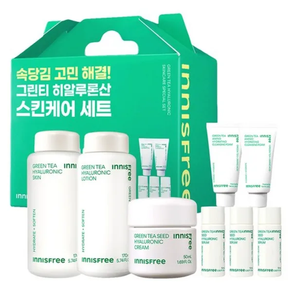 Innisfree Green Tea Hyaluronic Acid Skincare 3pcs Set